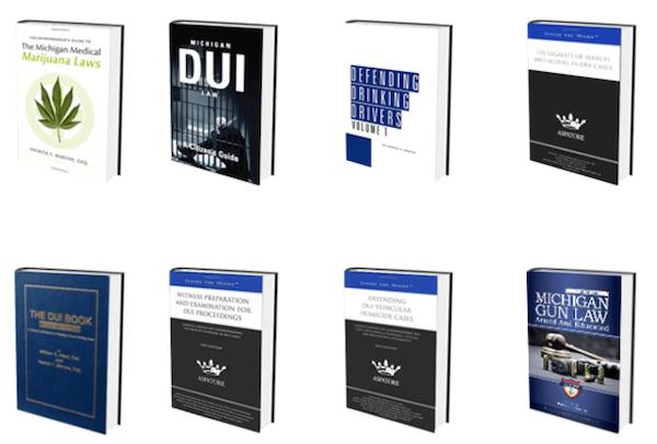 Here are law books written by MI criminal defense lawyer Patrick Barone. Legal topics include Defending Drinking Drivers and The Michigan Medical Marijuana book.