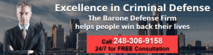 Call attorney Patrick Barone at his Michigan criminal defense law firm. Mr. Barone has received many industry awards and peer reviews over a successful career as a DUI lawyer.